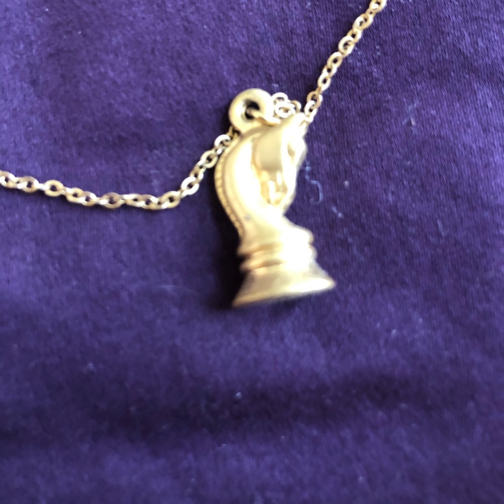 Knight Chess piece gold tone adjustable necklace